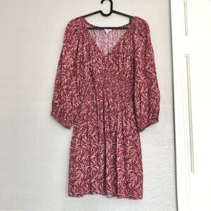 NWOT Madewell Red Long Sleeve Paisley Dress With Pockets